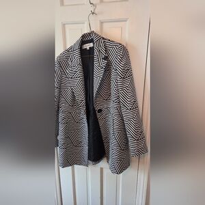 Jones of New York Black and White Geometric Blazer